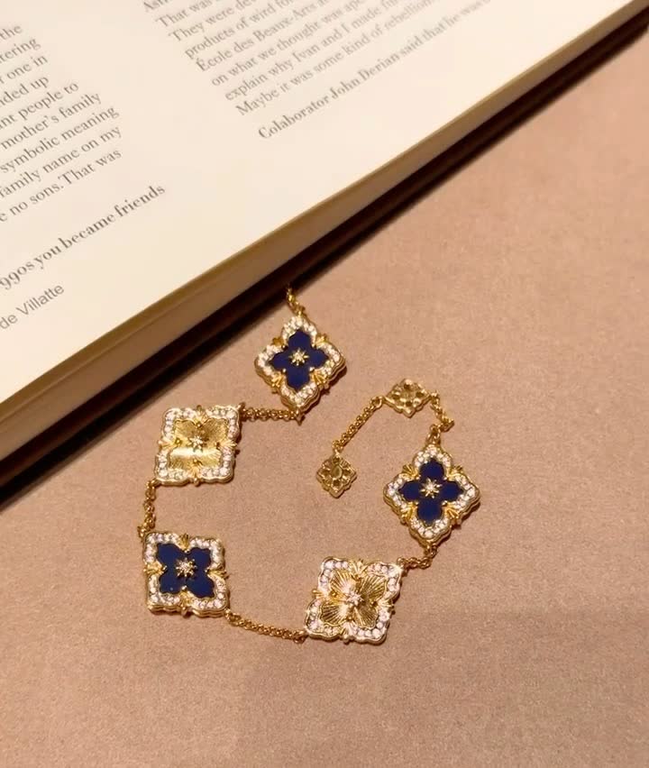 Van Cleef & Arpels Elegant Gold and Blue Enamel Bracelet